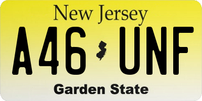 NJ license plate A46UNF