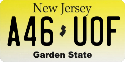 NJ license plate A46UOF