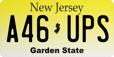 NJ license plate A46UPS