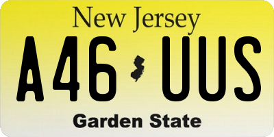 NJ license plate A46UUS