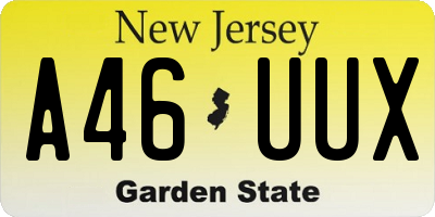 NJ license plate A46UUX