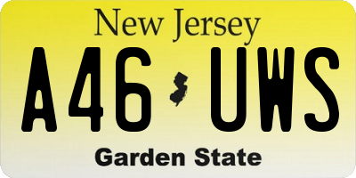 NJ license plate A46UWS