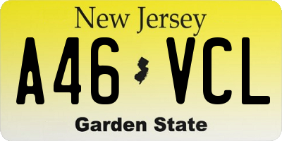 NJ license plate A46VCL