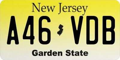 NJ license plate A46VDB