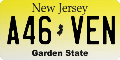 NJ license plate A46VEN