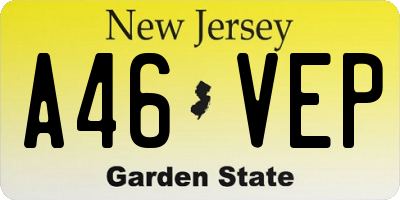 NJ license plate A46VEP
