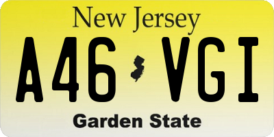 NJ license plate A46VGI