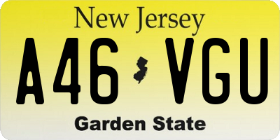 NJ license plate A46VGU