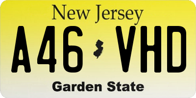 NJ license plate A46VHD