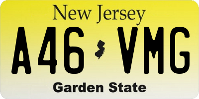 NJ license plate A46VMG