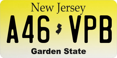 NJ license plate A46VPB