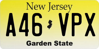 NJ license plate A46VPX