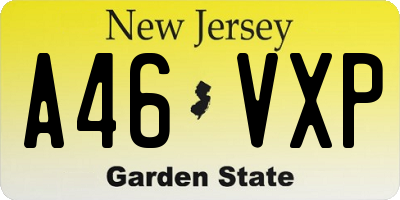 NJ license plate A46VXP