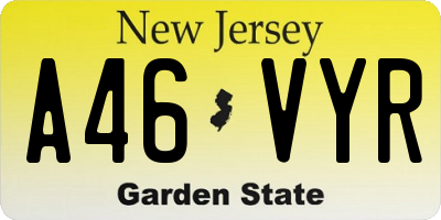 NJ license plate A46VYR