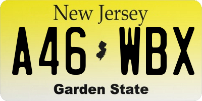 NJ license plate A46WBX