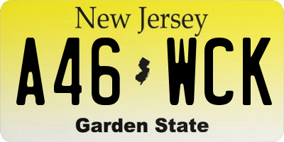 NJ license plate A46WCK