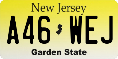 NJ license plate A46WEJ