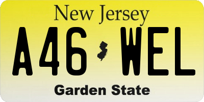 NJ license plate A46WEL