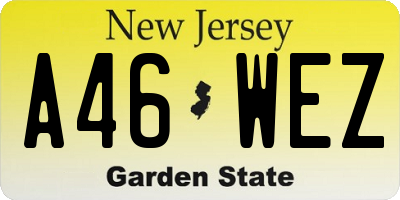 NJ license plate A46WEZ