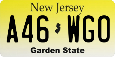 NJ license plate A46WGO