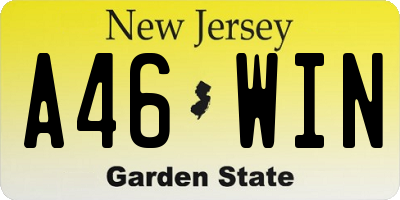 NJ license plate A46WIN