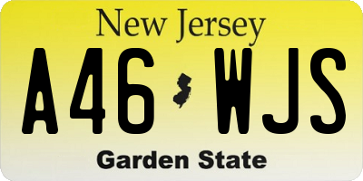 NJ license plate A46WJS