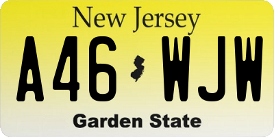 NJ license plate A46WJW