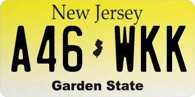 NJ license plate A46WKK