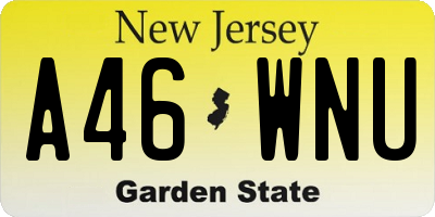 NJ license plate A46WNU