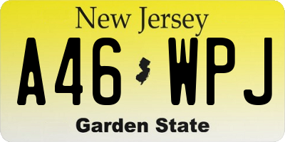 NJ license plate A46WPJ