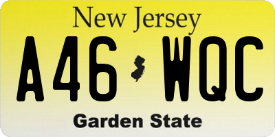 NJ license plate A46WQC