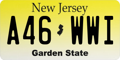 NJ license plate A46WWI