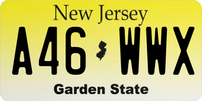 NJ license plate A46WWX