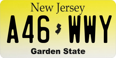 NJ license plate A46WWY