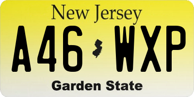 NJ license plate A46WXP