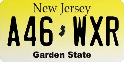 NJ license plate A46WXR