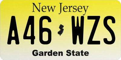NJ license plate A46WZS