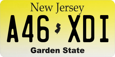 NJ license plate A46XDI