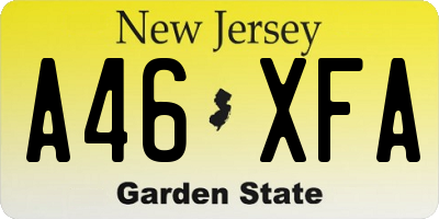 NJ license plate A46XFA