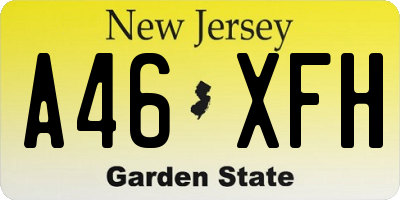 NJ license plate A46XFH