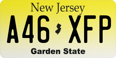 NJ license plate A46XFP