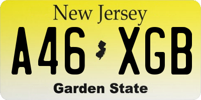 NJ license plate A46XGB