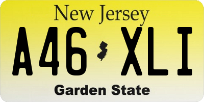 NJ license plate A46XLI