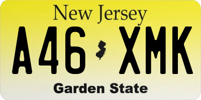 NJ license plate A46XMK