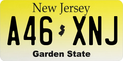 NJ license plate A46XNJ