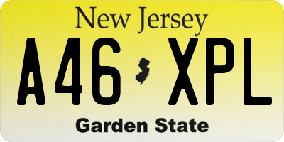NJ license plate A46XPL