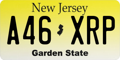 NJ license plate A46XRP
