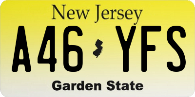 NJ license plate A46YFS
