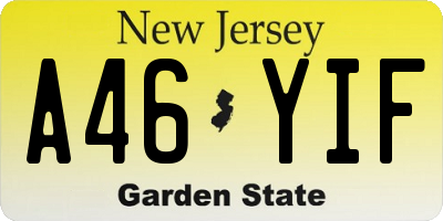 NJ license plate A46YIF