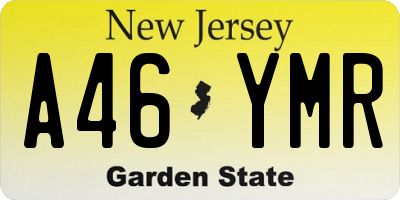 NJ license plate A46YMR
